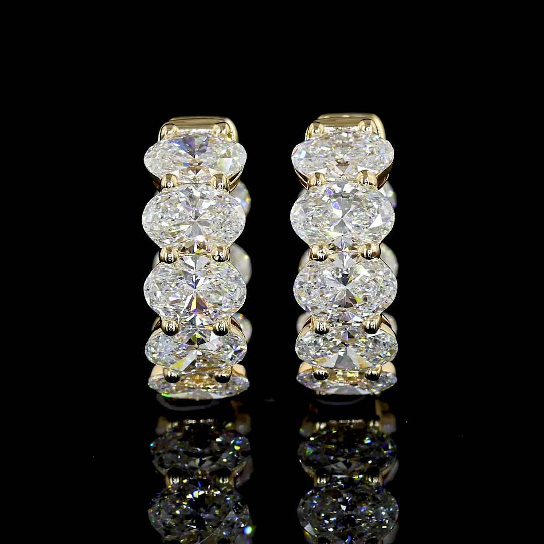 4.24 CTTW Oval Lab Diamond Huggies Earring (E Color and VS Clarity)