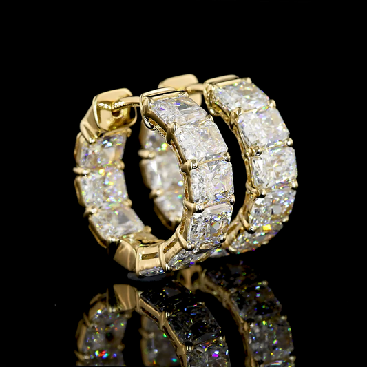 3.99 CTTW Radiant Lab Diamond Huggies Earring 14.5mm 14k Yellow Gold (E Color and VS Clarity)