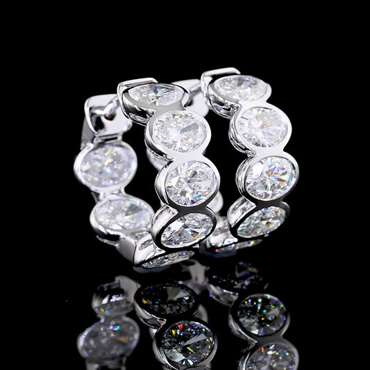 3.03 CTTW Oval Lab Diamond Huggies Earring 16.3mm 14k White Gold E Color and VS Clarity jewelry-spot-usa