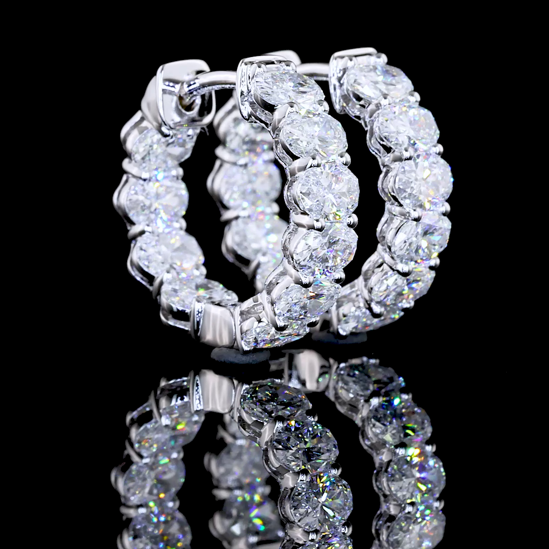 2.03 CTTW Oval Lab Diamond Huggies Earring 14k White Gold E Color and VS Clarity jewelry-spot-usa