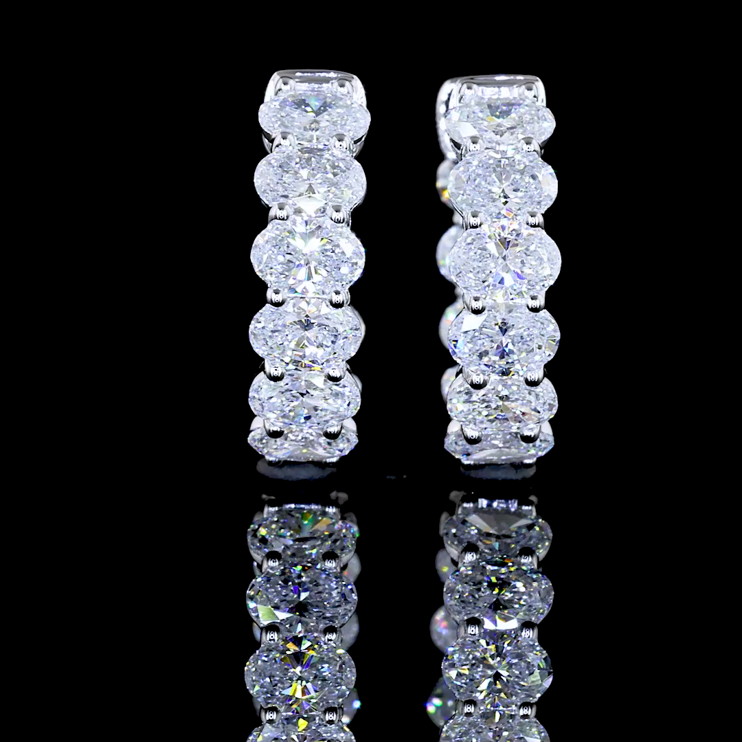 2.03 CTTW Oval Lab Diamond Huggies Earring 14k White Gold E Color and VS Clarity jewelry-spot-usa