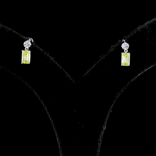 1.14 CTTW Emerald Lab Grown Diamond Hanging Earring Size 10.25 (F Color and VS2 Clarity)