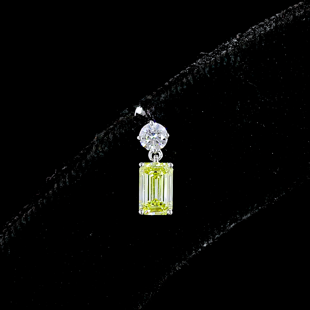 1.14 CTTW Emerald Lab Grown Diamond Hanging Earring Size 10.25 (F Color and VS2 Clarity)