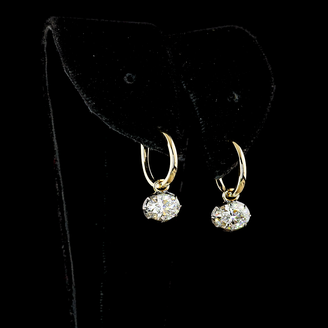 2.04 CTTW Oval Lab Diamond Hanging Earring (D Color and VS2 Clarity)