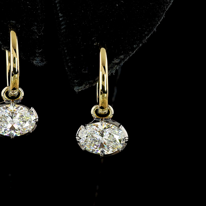 2.04 CTTW Oval Lab Diamond Hanging Earring (D Color and VS2 Clarity)