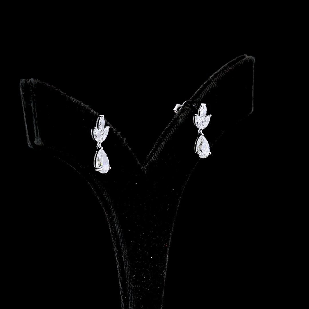 1.95 CTTW Pear Lab Grown Diamond Hanging Earring Size 16.85 (E Color and VS Clarity)