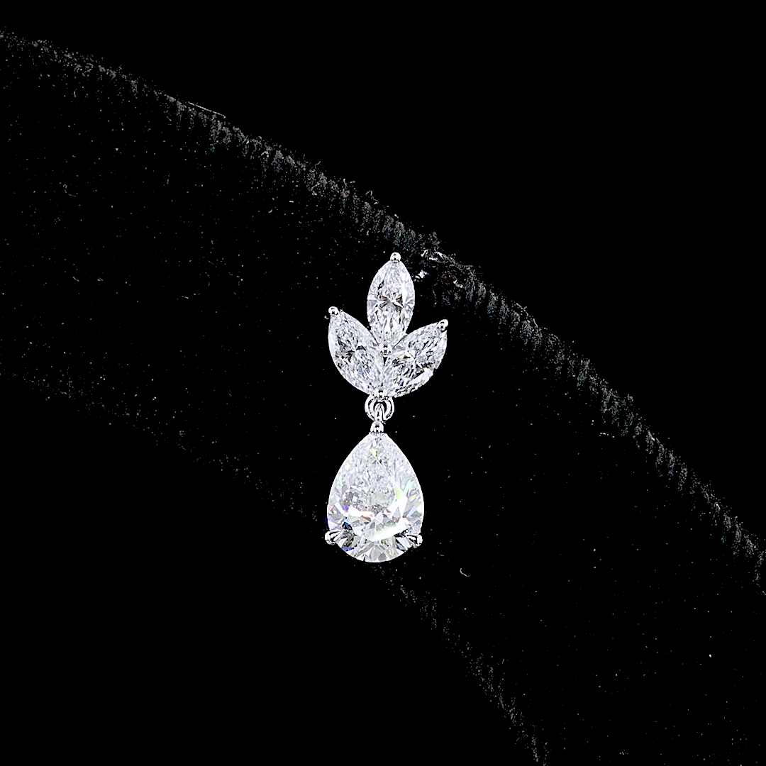 1.95 CTTW Pear Lab Grown Diamond Hanging Earring Size 16.85 (E Color and VS Clarity)