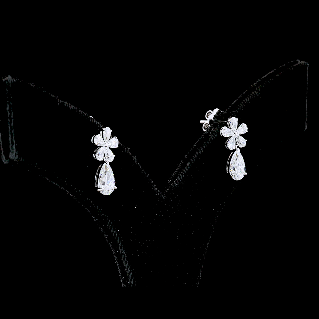 1.90 CTTW Pear Lab Diamond Hanging Earring 14k White Gold (E Color and VS Clarity)
