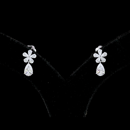 1.90 CTTW Pear Lab Diamond Hanging Earring 14k White Gold (E Color and VS Clarity)