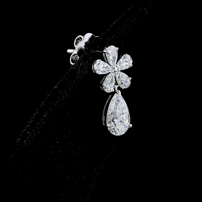 1.90 CTTW Pear Lab Diamond Hanging Earring 14k White Gold (E Color and VS Clarity)