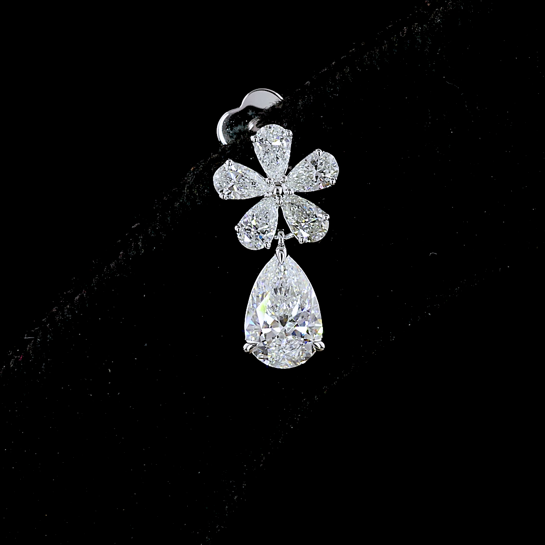 1.90 CTTW Pear Lab Diamond Hanging Earring 14k White Gold (E Color and VS Clarity)