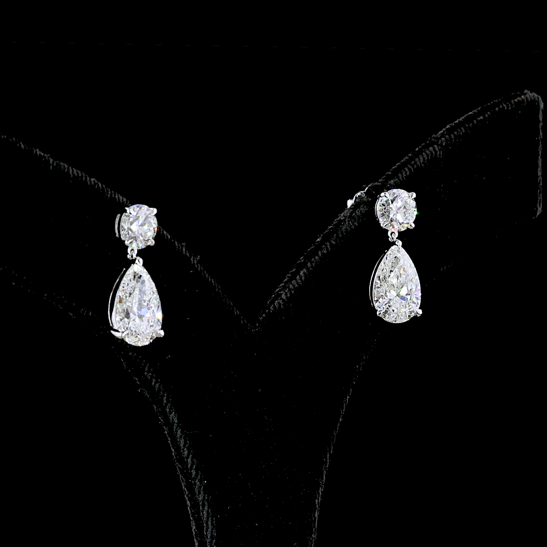 5.58 CTTW Pear Lab Diamond Hanging Earring 14k White Gold (E Color and VVS2 Clarity)
