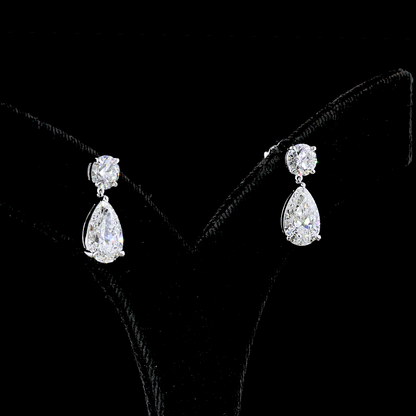 5.58 CTTW Pear Lab Diamond Hanging Earring 14k White Gold (E Color and VVS2 Clarity)