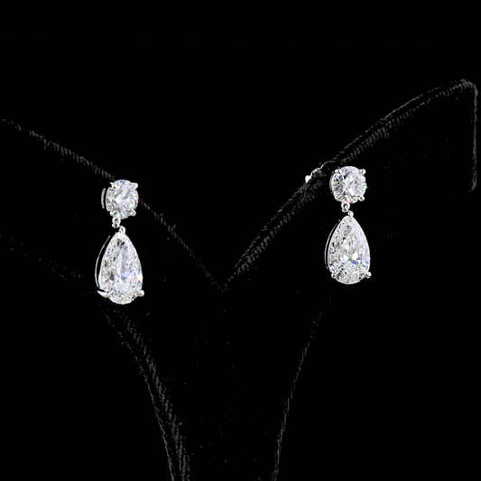 5.58 CTTW Pear Lab Diamond Hanging Earring 14k White Gold (E Color and VVS2 Clarity)