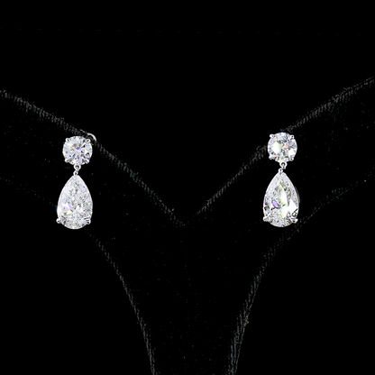 5.58 CTTW Pear Lab Diamond Hanging Earring 14k White Gold (E Color and VVS2 Clarity)