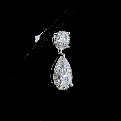 5.58 CTTW Pear Lab Diamond Hanging Earring 14k White Gold (E Color and VVS2 Clarity)