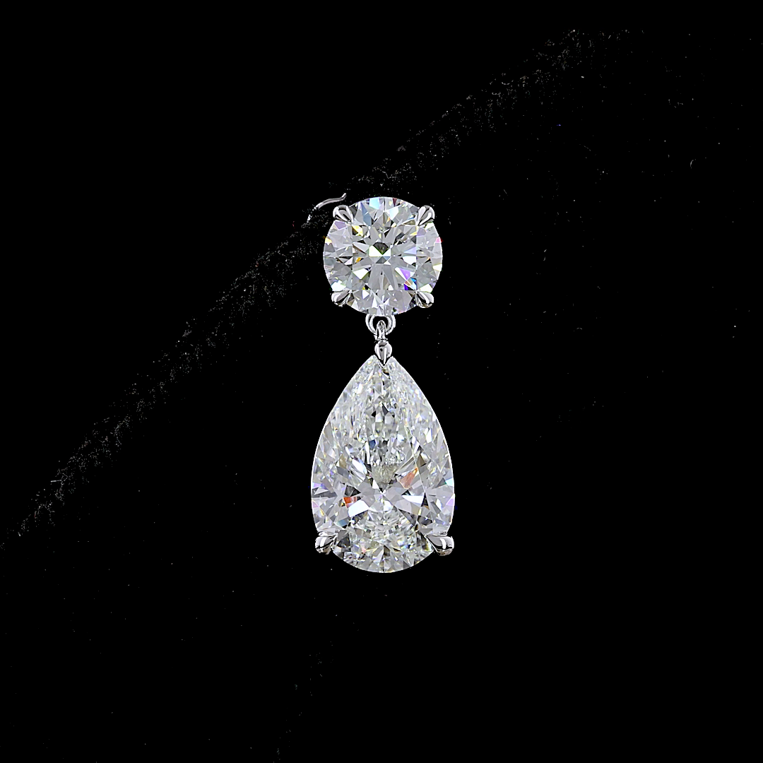 5.58 CTTW Pear Lab Diamond Hanging Earring 14k White Gold (E Color and VVS2 Clarity)