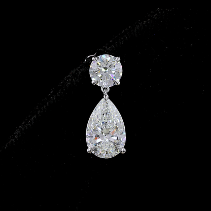 5.58 CTTW Pear Lab Diamond Hanging Earring 14k White Gold (E Color and VVS2 Clarity)