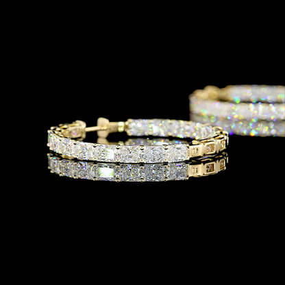 12.14 CTTW Radiant Lab Diamond Hoops Earring 14k Yellow Gold (E Color and VS1 Clarity)