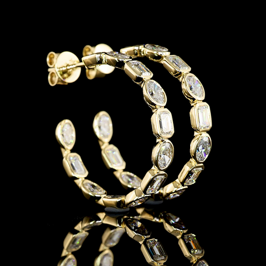 14k Yellow Gold Lab Diamond MIX 4.44 CTTW C Hoops Earring Size 27 E VS jewelry-spot-usa