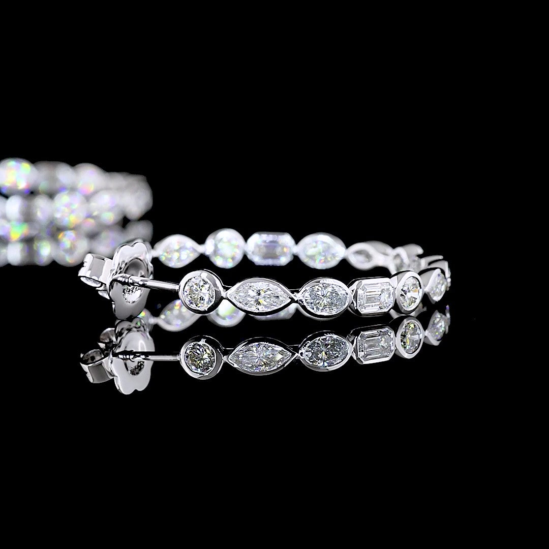 14k White Gold Lab Diamond MIX 4.44 CTTW C Hoops Earring E VS jewelry-spot-usa