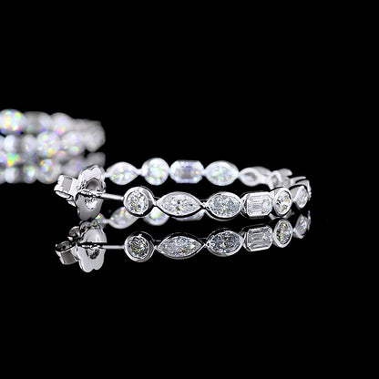 14k White Gold Lab Diamond MIX 4.44 CTTW C Hoops Earring E VS jewelry-spot-usa