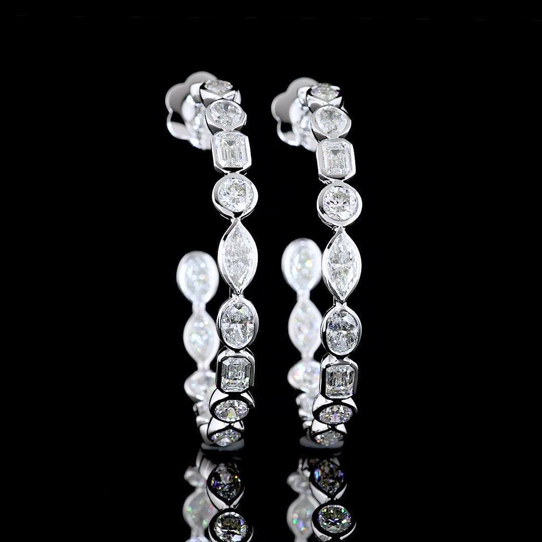 14k White Gold Lab Diamond MIX 4.44 CTTW C Hoops Earring E VS jewelry-spot-usa