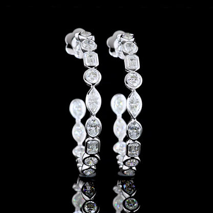 14k White Gold Lab Diamond MIX 4.44 CTTW C Hoops Earring E VS jewelry-spot-usa
