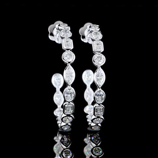 14k White Gold Lab Diamond MIX 4.44 CTTW C Hoops Earring E VS jewelry-spot-usa