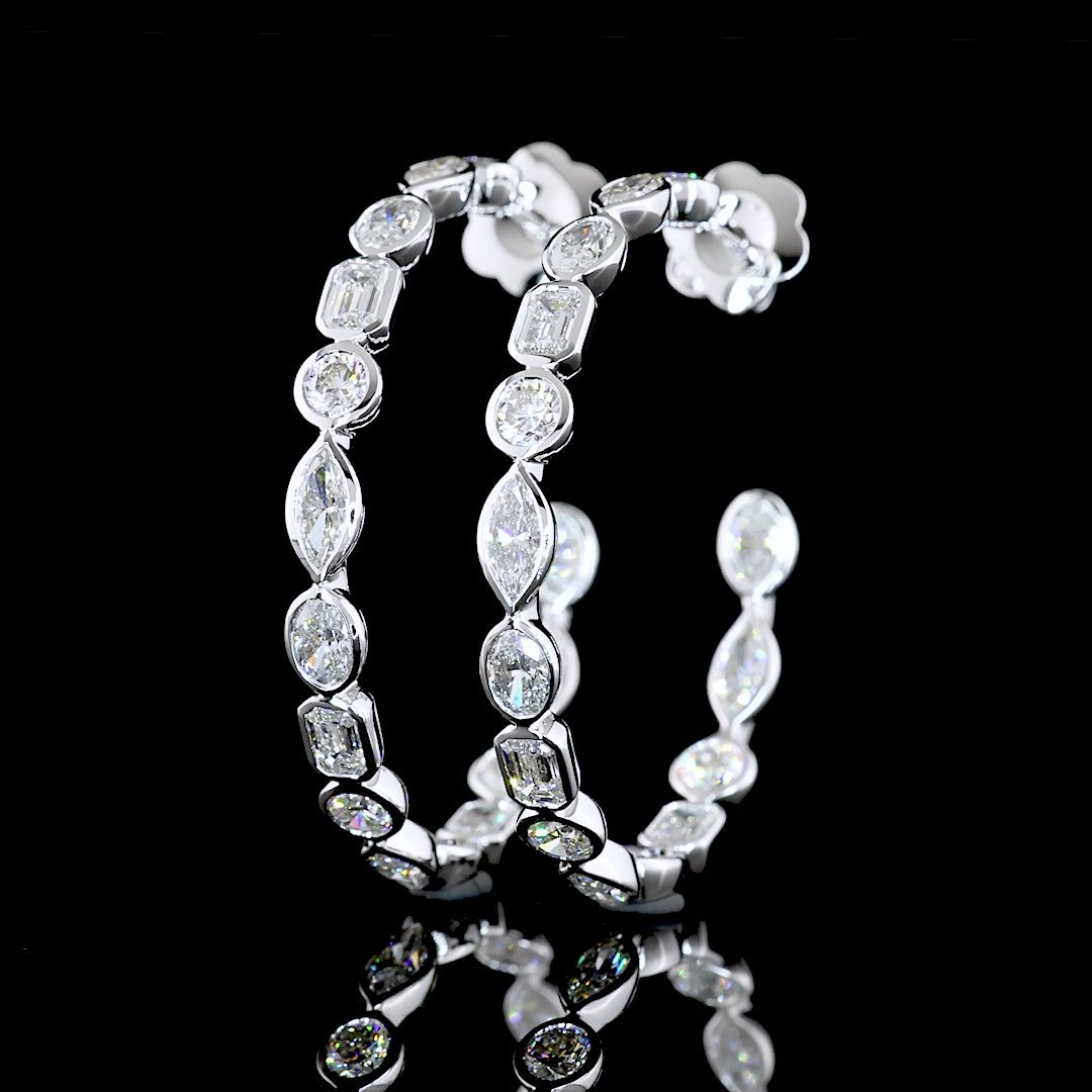 14k White Gold Lab Diamond MIX 4.44 CTTW C Hoops Earring E VS jewelry-spot-usa