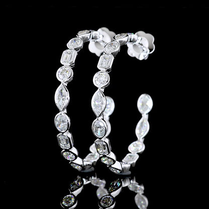 14k White Gold Lab Diamond MIX 4.44 CTTW C Hoops Earring E VS jewelry-spot-usa