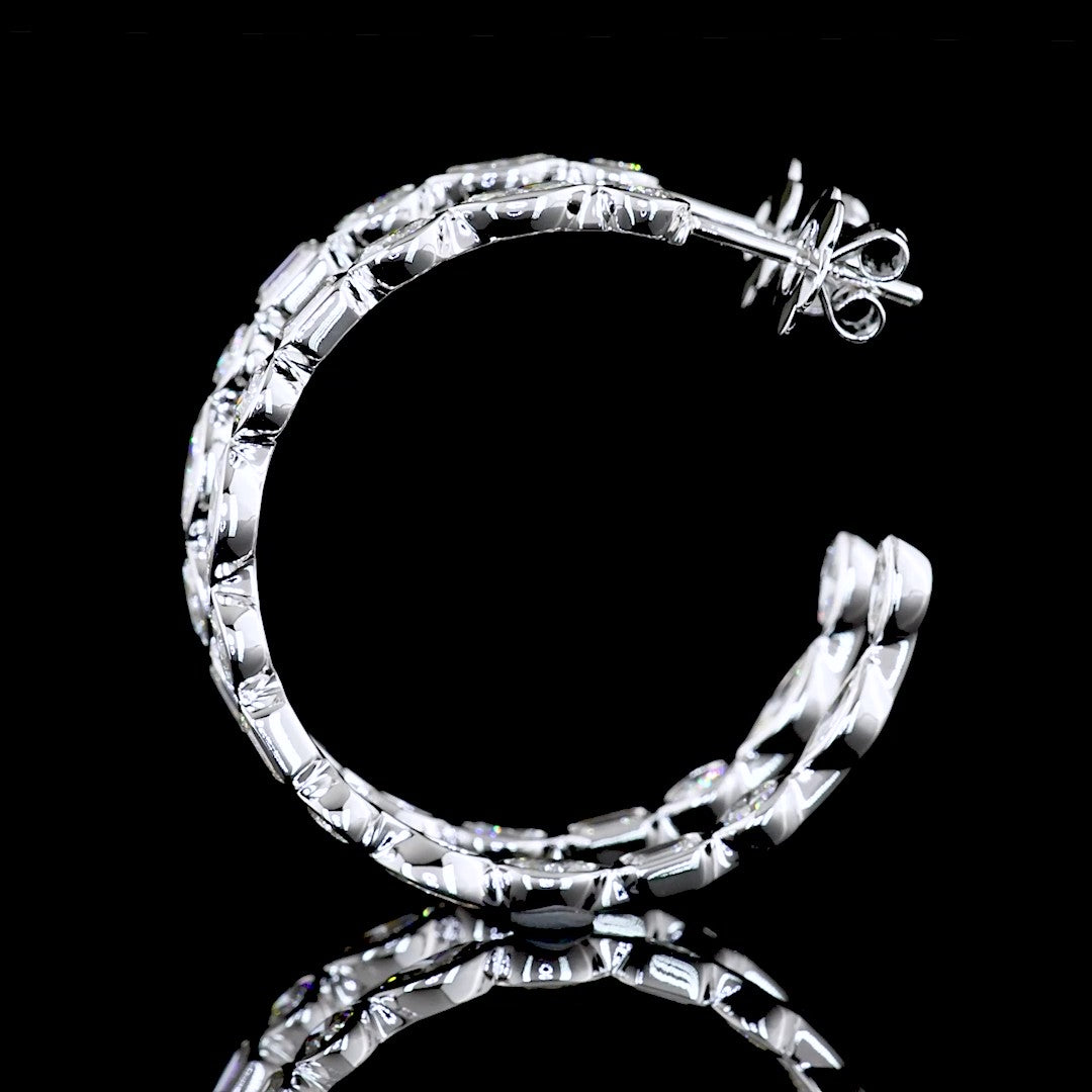 14k White Gold Lab Diamond MIX 4.44 CTTW C Hoops Earring E VS jewelry-spot-usa