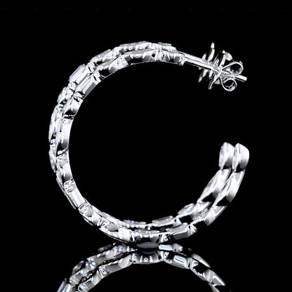 14k White Gold Lab Diamond MIX 4.44 CTTW C Hoops Earring E VS jewelry-spot-usa