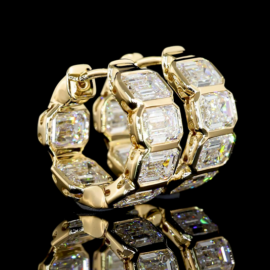 4.93 CTTW Emerald Lab Diamond Huggies Earring 14k Yellow Gold F Color and VVS2 Clarity jewelry-spot-usa