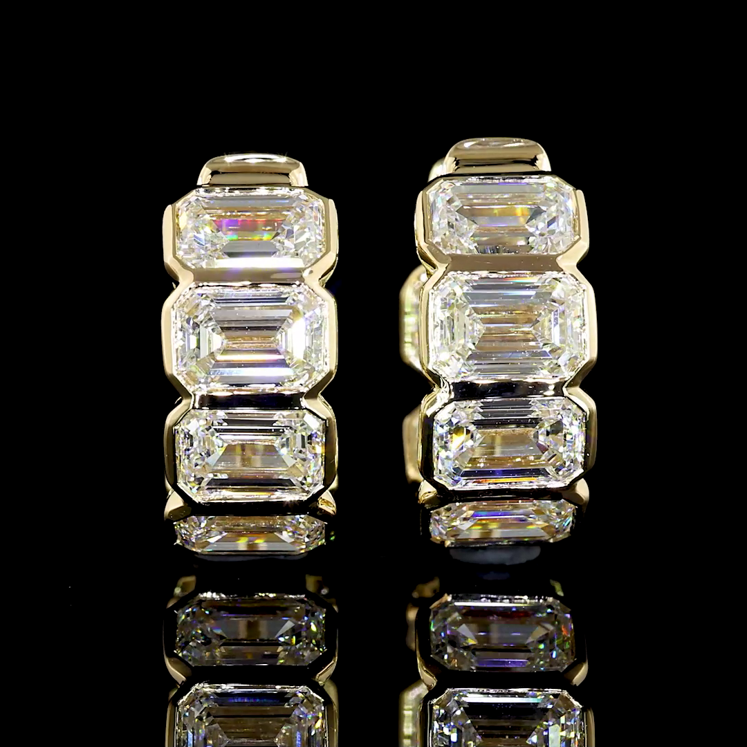 4.93 CTTW Emerald Lab Diamond Huggies Earring 14k Yellow Gold F Color and VVS2 Clarity jewelry-spot-usa