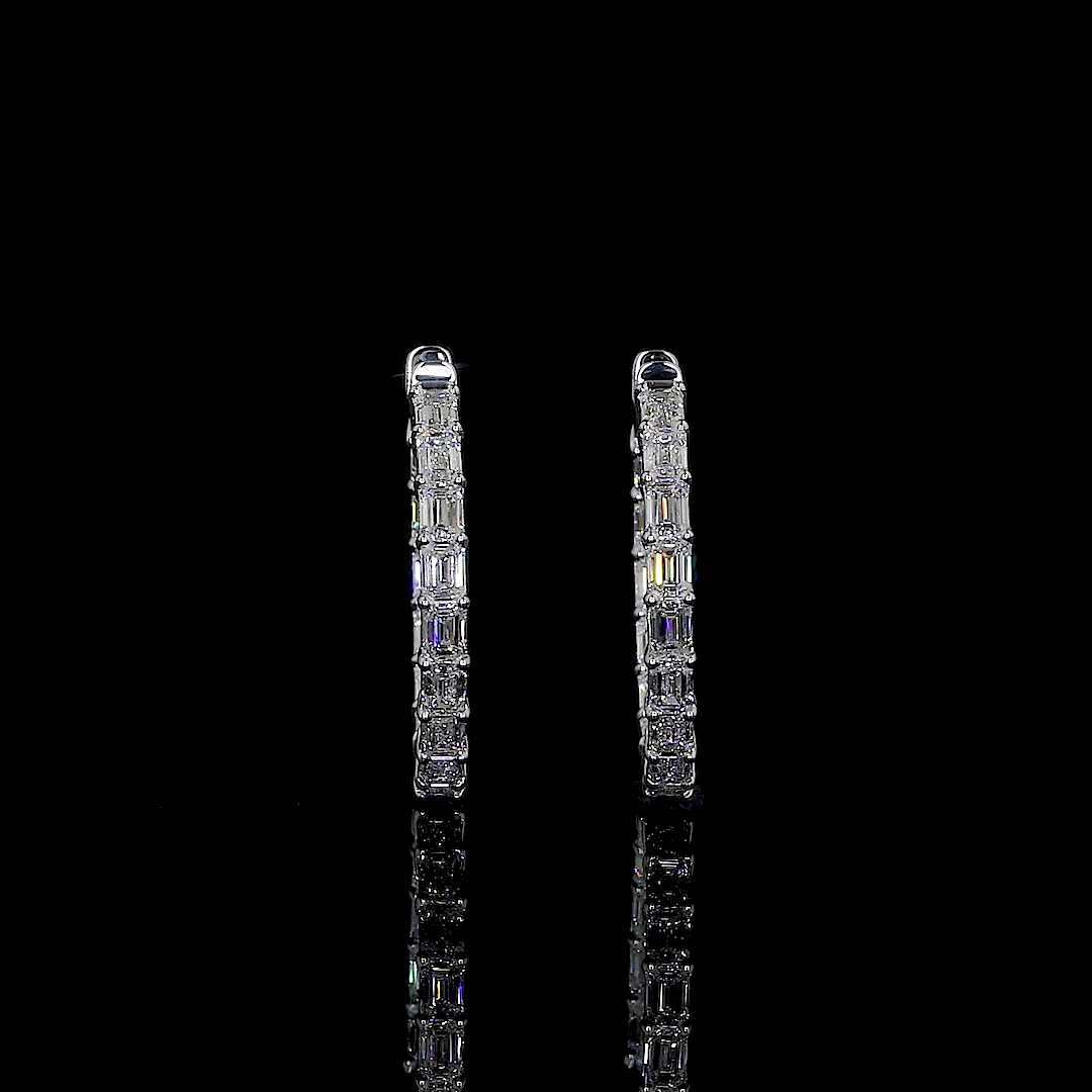 3.56 CTTW Emerald Lab Diamond Hoops Earring (F Color and VS2 Clarity)