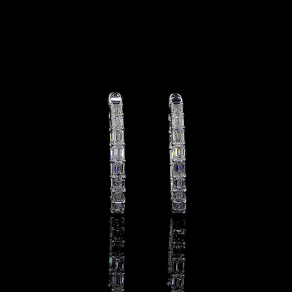3.56 CTTW Emerald Lab Diamond Hoops Earring (F Color and VS2 Clarity)