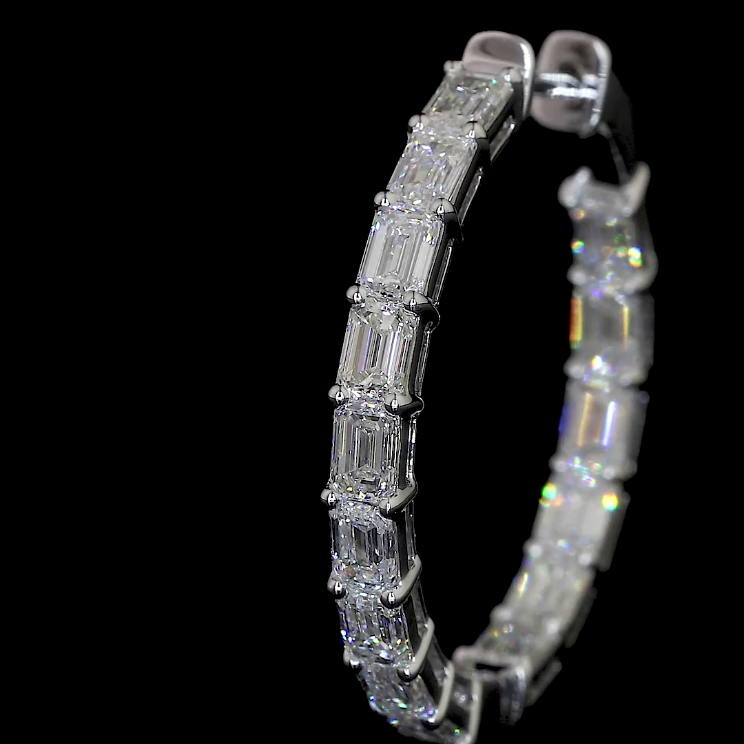 3.56 CTTW Emerald Lab Diamond Hoops Earring (F Color and VS2 Clarity)