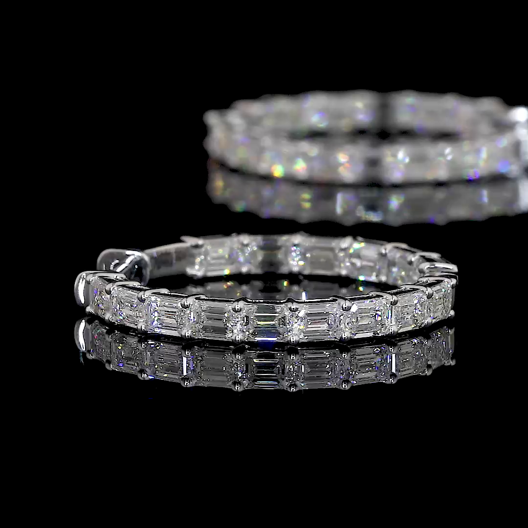 3.56 CTTW Emerald Lab Diamond Hoops Earring (F Color and VS2 Clarity)