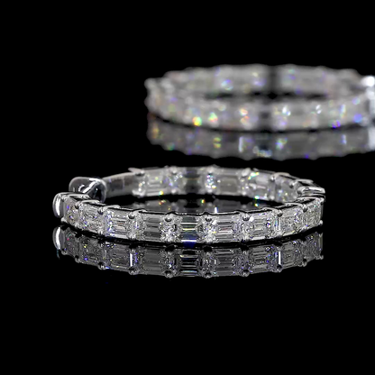 3.56 CTTW Emerald Lab Diamond Hoops Earring (F Color and VS2 Clarity)