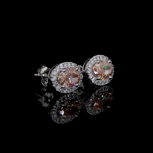 1.61 CTTW Oval Lab Diamond Halo Studs Earring (VS2 Clarity)
