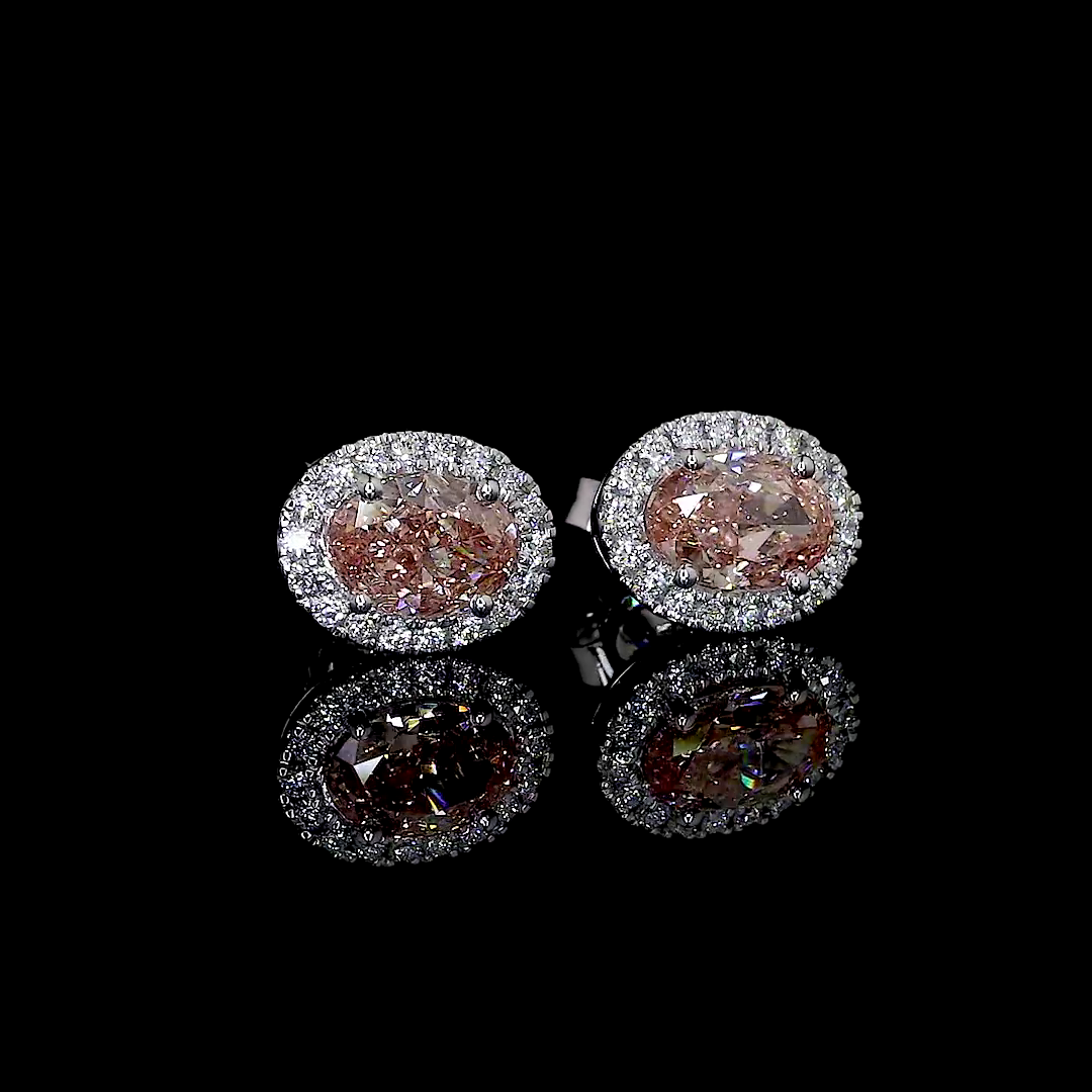 1.61 CTTW Oval Lab Diamond Halo Studs Earring (VS2 Clarity)