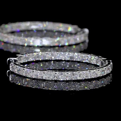 5.20 CTTW Radiant Lab Diamond Hoops Earring 32mm 14k White Gold (F Color and VS2 Clarity)