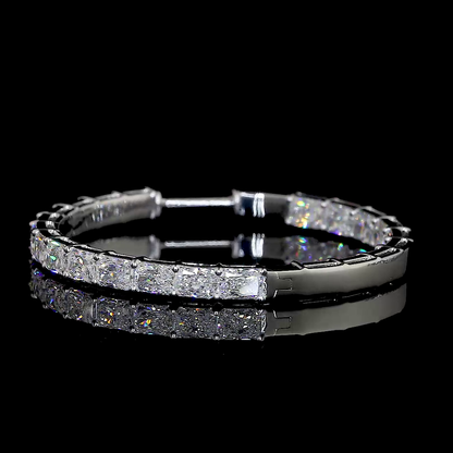 5.20 CTTW Radiant Lab Diamond Hoops Earring 32mm 14k White Gold (F Color and VS2 Clarity)