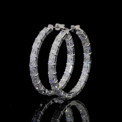 12.29 CTTW Radiant Lab Diamond Hoops Earring (F Color and VS2 Clarity)