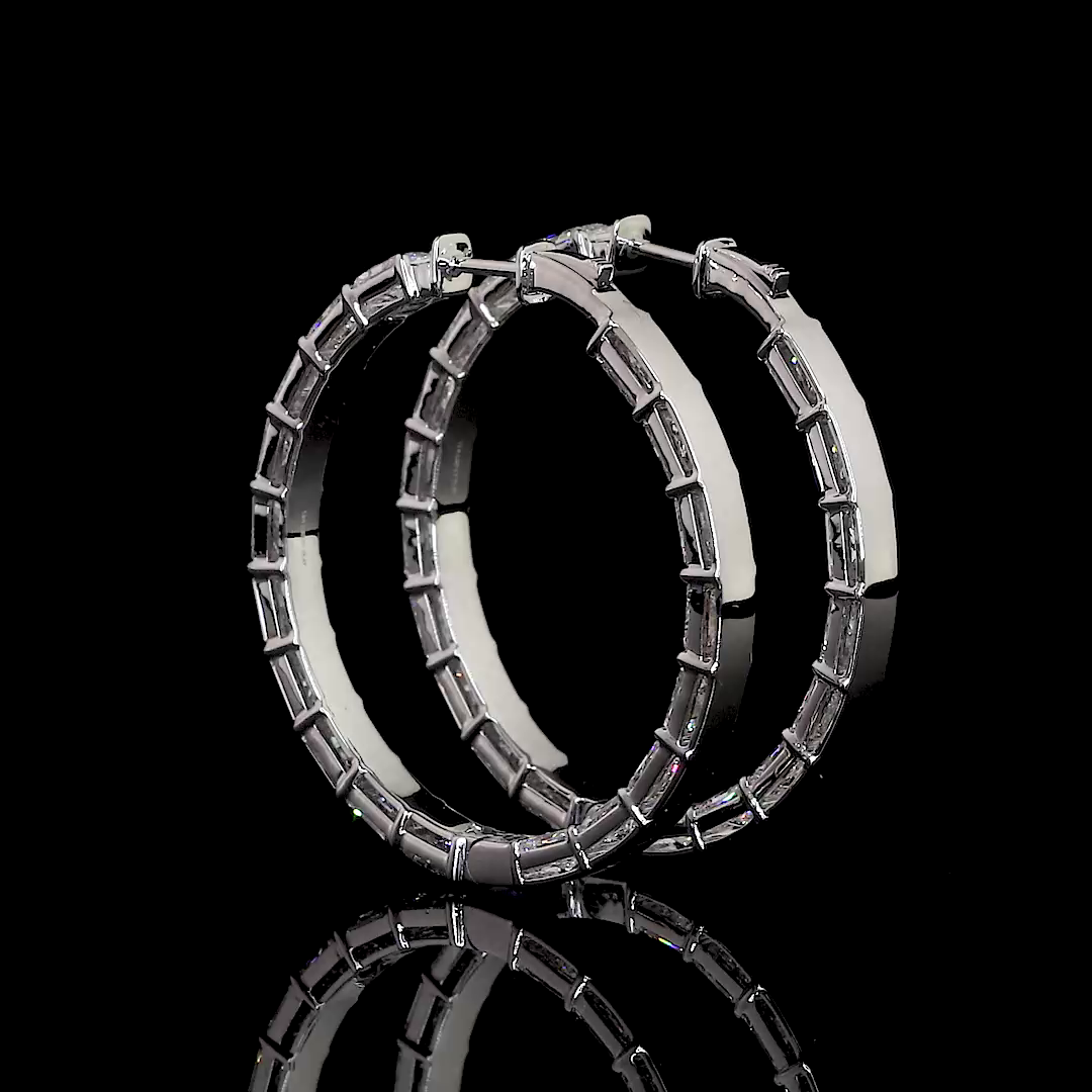 12.29 CTTW Radiant Lab Diamond Hoops Earring (F Color and VS2 Clarity)