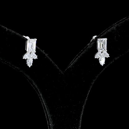 2.96 CTTW Emerald Lab Diamond Hanging Earring 14k White Gold (F Color and VS1 Clarity)