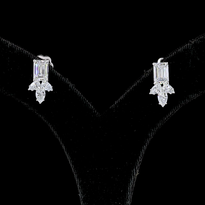 2.96 CTTW Emerald Lab Diamond Hanging Earring 14k White Gold (F Color and VS1 Clarity)