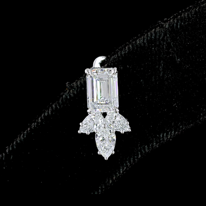 2.96 CTTW Emerald Lab Diamond Hanging Earring 14k White Gold (F Color and VS1 Clarity)