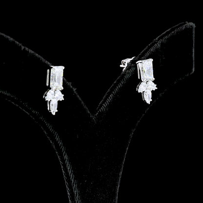 2.90 CTTW Radiant Lab Diamond Hanging Earring 14k White Gold (E Color and VS2 Clarity)